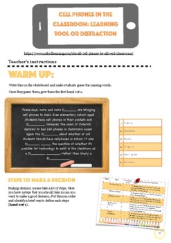 Preview of LESSON - BANNING MOBILE PHONES IN THE CLASSROOM (B1-B2)