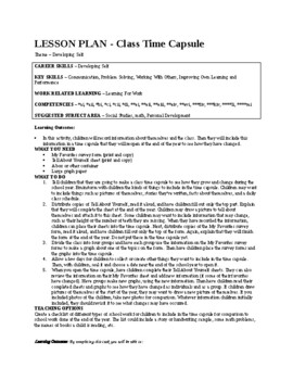 Preview of LESSON PLAN - Class Time Capsule with a worksheet(Editable & Fillable resource)
