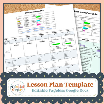Preview of LESSON PLAN- Pageless Google Docs Template *EDITABLE* Weekly Teacher Planner