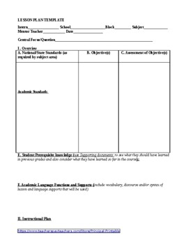 Preview of Lesson plan template with explanation (editable & fillable resource)