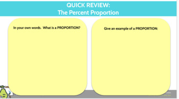 Preview of LESSON:  Percent Proportion (Part 2-PROBLEM SOLVING) PearDeck Interactive 