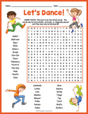 LET'S DANCE Word Search Puzzle Worksheet Activity