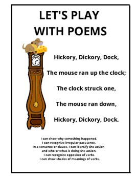 Preview of LET'S PLAY WITH POEMS: HICKORY DICKORY DOCK