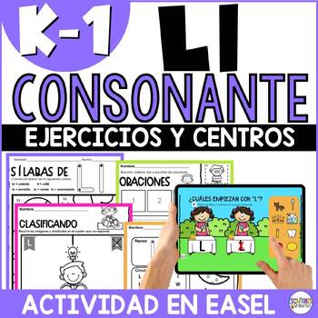 Preview of Letra L - Consonante L - Worksheets & Spanish Center Activities