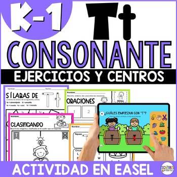 Preview of Letra T - Consonante T - Worksheets & Spanish Center Activities