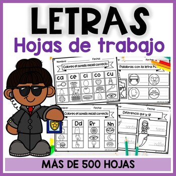 Preview of LETRAS Hojas trabajo alfabeto | Alphabet Activities Worksheets in Spanish