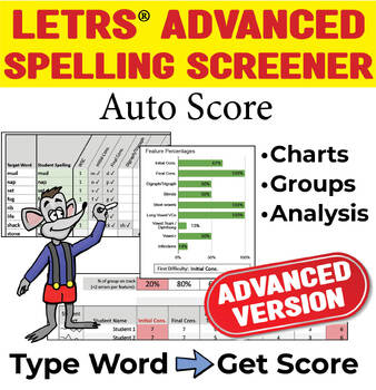 Preview of LETRS Advanced Spelling Screener Auto Score & Analyze. Visualize & group by need