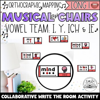 Preview of Long i Write the Room Musical Chairs Orthographic Mapping First Grade Activity