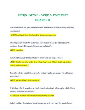 Preview of LETRS Units 5 - 8 Pre & Post Test. REVIEWED Q&A