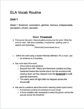 Preview of LETRS Vocab routine (6th Grade- McGraw Hill) FILLED Lesson Plan