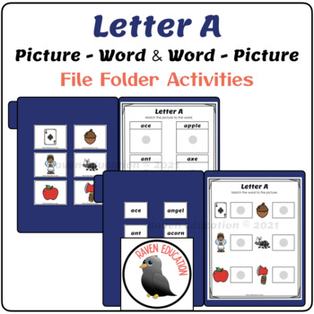 Preview of LETTER A - Picture to Word & Word to Picture File Folder Activities