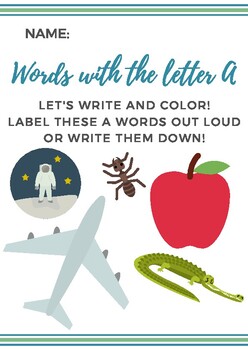 LETTER A Worksheets Toddler-Kinder by little green beans therapy