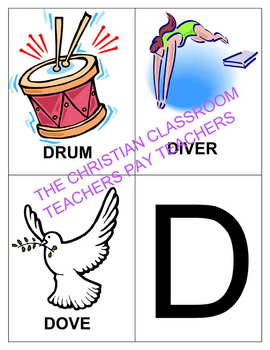 Preview of TEACHING THE LETTER D PICTURE AND WORDS FLASHCARDS