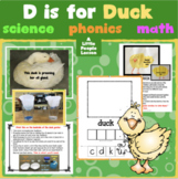 LETTER "D" worksheets, phonics, math and science with a du