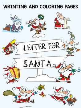 Preview of LETTER FOR SANTA - WRITING AND COLORING PAGES WITH CARTOON DESIGN FOR CHRISTMAS