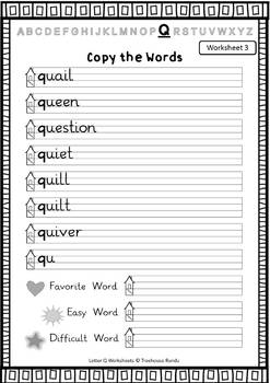 letter q activity pack reader flashcards worksheets by treehouserundu