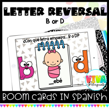 Preview of Confusión de grafías B/D | Letter Reversal B/D Boom Cards™ in Spanish