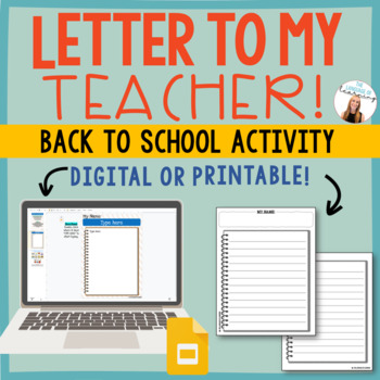 Preview of LETTER TO MY TEACHER | A Back-To-School Activity to Get to Know Your Students