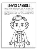 LEWIS CARROLL Coloring Page | Library Art | Bulletin Board