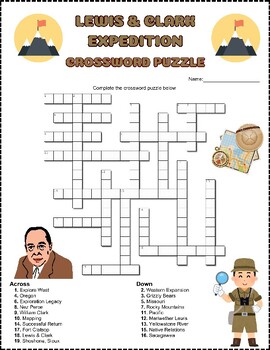 Preview of LEWIS & CLARK EXPEDITION Crossword Puzzle Activity Game Worksheet Color & B/W⭐