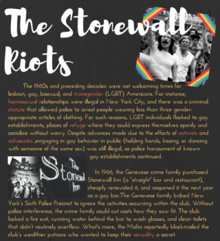 Preview of LGBT History-Language Arts Stonewall Riots (Cultural Advocacy)