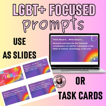 Preview of LGBT Journal or Discussion Prompts Use as Google Slides or Task Cards GSA