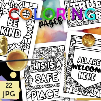 Preview of LGBTQ+ GSA club or ally, 22 Coloring Pages for teens. Pride month activity