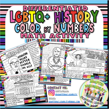 Preview of LGBTQ History Color by Numbers Math Activity