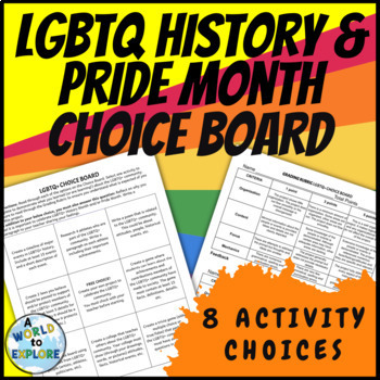 Preview of LGBTQ History or Pride Month Activity Choice Board for Classroom Community