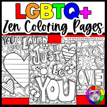 Preview of LGBTQ Pride Zen Doodle Coloring Pages, Activity & Worksheets