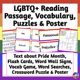 LGBTQ+ Vocabulary Activities and Reading Passage about Gay