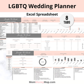 Preview of LGBTQ Wedding Planner Excel Spreadsheet