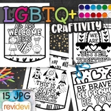 LGBTQ+ coloring posters for kids. Pride month, kindness in