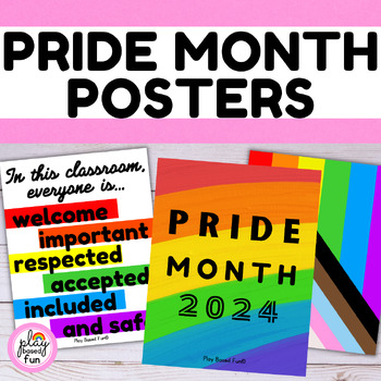 Preview of LGBTQIA2+ PRIDE MONTH POSTERS, INCLUSIVE CLASSROOM POSTERS, PROGRESS PRIDE FLAG