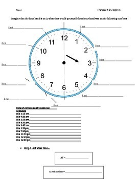 L'Heure: Student-Friendly Worksheet on How to Tell Time in French