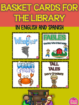 Preview of LIBRARY BASKET CARDS IN ENGLISH AND SPANISH