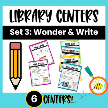 Preview of LIBRARY CENTERS Set 3: WONDER & WRITE / Writing & Research