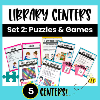 Preview of LIBRARY CENTERS / MAKER SPACE Set 2: PUZZLES & GAMES