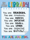 LIBRARY Welcome and Rules Posters - inclusive and encouraging!