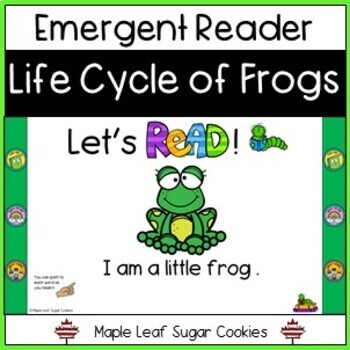 Preview of LIFE CYCLE OF A FROG - EMERGENT READER. DIGITAL VERSION!!! Google Slides Format