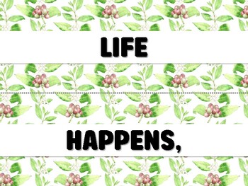 Preview of LIFE HAPPENS, COFFEE HELPS. Coffee Bulletin Board Decor Kit