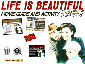Preview of LIFE IS BEAUTIFUL BUNDLE! Movie Guide, Games, Activities, Bios for World History