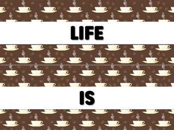 Preview of LIFE IS BREW-TIFUL WITH COFFEE. Coffee Bulletin Board Decor Kit