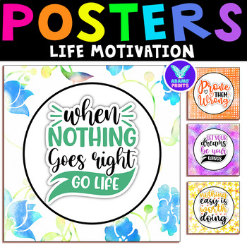 Preview of LIFE Motivation Posters Positive Classroom Decor Bulletin Board Ideas