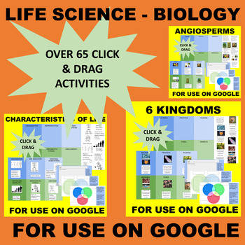 Preview of LIFE SCIENCE - Biology - Distance Learning GOOGLE Sort and Match BUNDLE