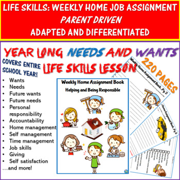 Preview of LIFE SKILLS - HOME CHORES/NEEDS AND WANTS/TRANSITION/ADAPTED