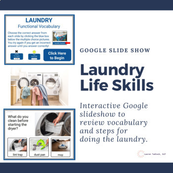 Preview of LIFE SKILLS - Laundry Functional Vocabulary Interactive Google Slide