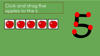 Preview of LIFE SKILLS Numbers 1-9, Apples. Google Slides Click and Drag!