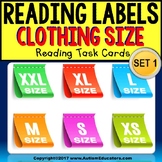 LIFE SKILLS Task Cards - Reading Labels CLOTHING SIZE “Tas