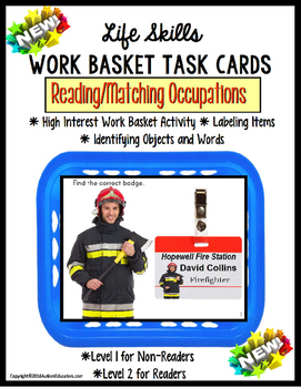 Preview of LIFE SKILLS Work Task Basket OCCUPATIONS Functional Reading Special Education